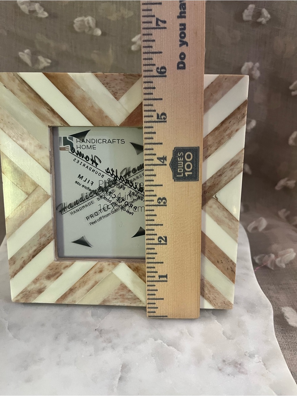 Cream and Brown marbled chevron Photo Frame - Picture 4 of 9